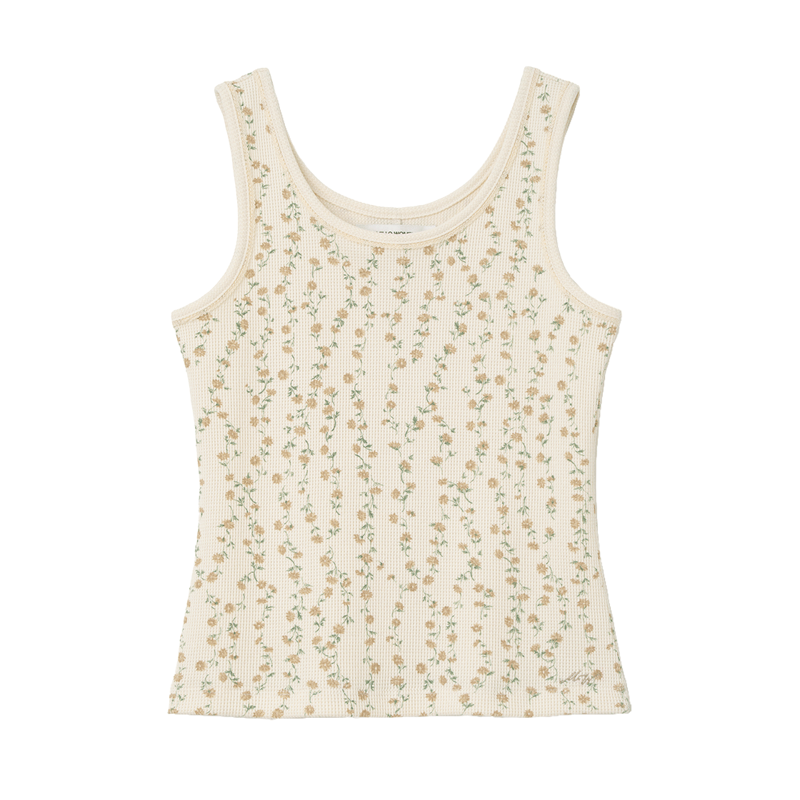 밀로 우먼 플로럴 와플 슬리브리스 탑 크림(MILLO WOMEN Floral Waffle Sleeveless Top Cream)