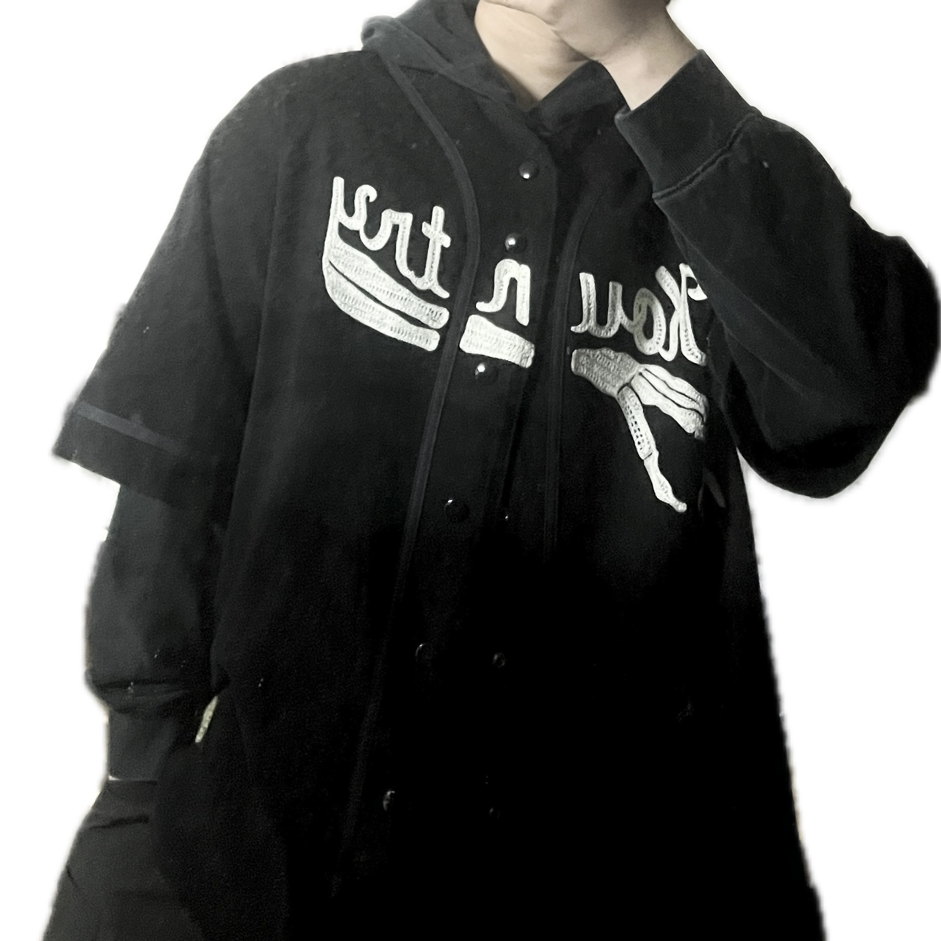 Kapital Baseball Bone Shirt Black 착용 스타일