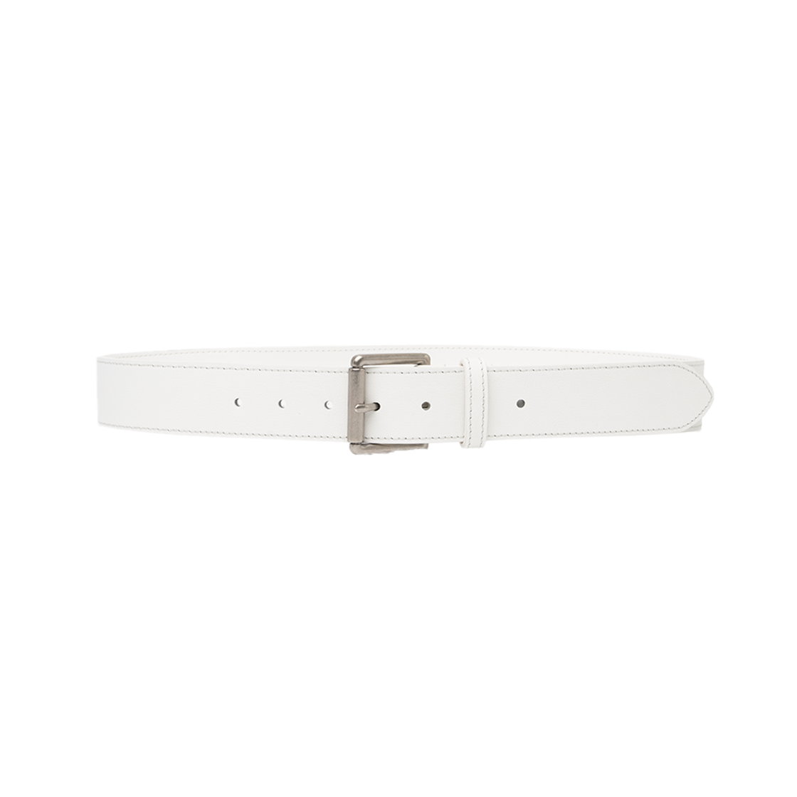 MW320WHT MILLO WOMEN Beads Stitch Leather Belt White
