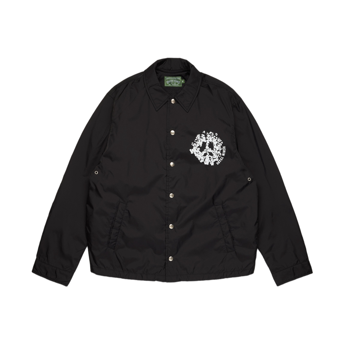 데님 티어스 피스 리쓰 코치 자켓 블랙(Denim Tears Peace Wreath Coaches Jacket Black)
