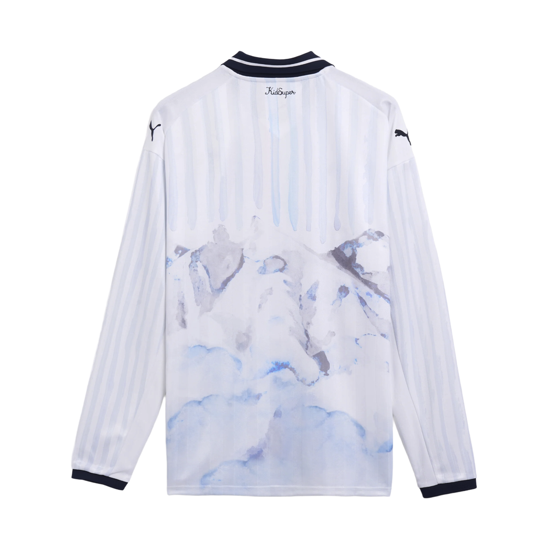 푸마 x 키드슈퍼 MTY 롱슬리브 레트로 셔츠 화이트 딥 네이비 (논 마킹 버전)(Puma x KidSuper MTY Long Sleeve Retro Shirt White Deep Navy (Non Marking Ver.)) - 2