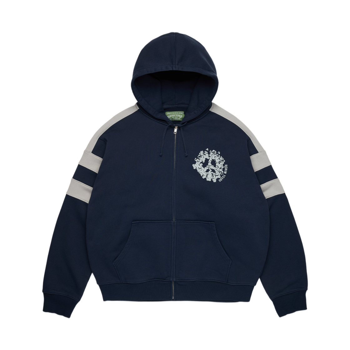데님 티어스 데님 U 패널드 집 후드 네이비(Denim Tears Denim U Paneled Zip Hoodie Navy)
