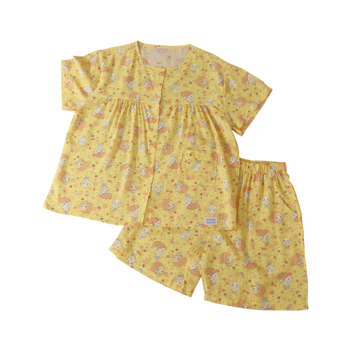 뮤즈무드 오렌지 레인 썸머 파자마 라운드넥 모달 잠옷(Musemood Orange Rain Summer Pajama)