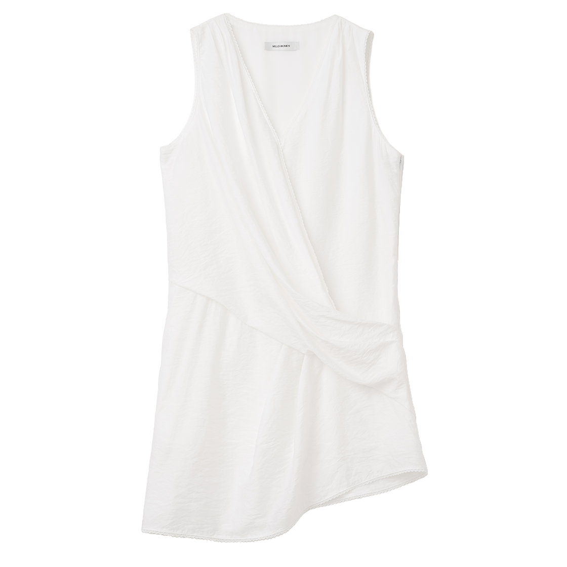 밀로 우먼 레이스 트리밍 드레이프 드레스 아이보리(MILLO WOMEN Lace Trimming Draped Dress Ivory)