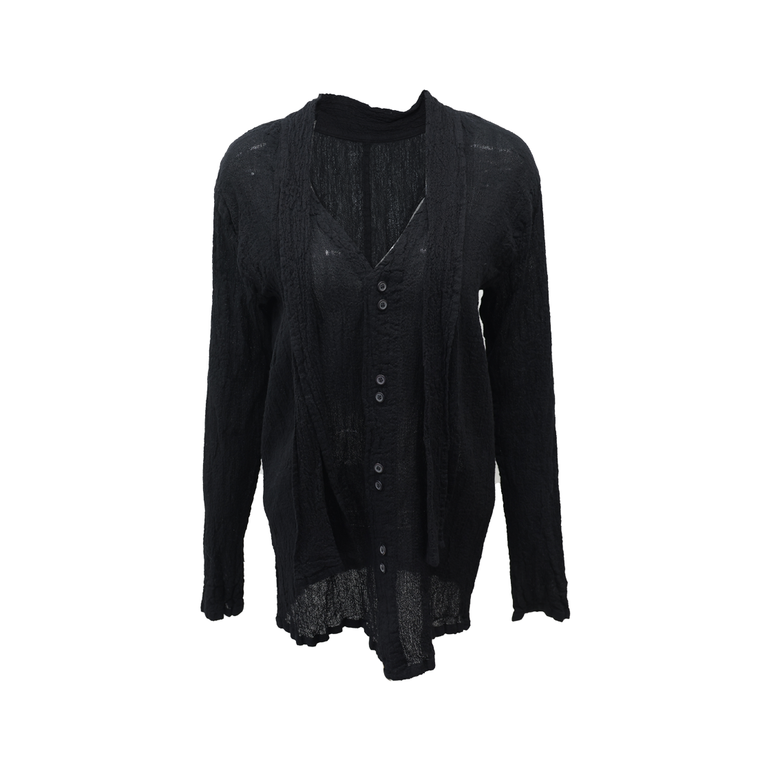 ITOHQRJ9EN88 Issey Miyake IM48FO067 Karami Cardigan Cotton Wool Black
