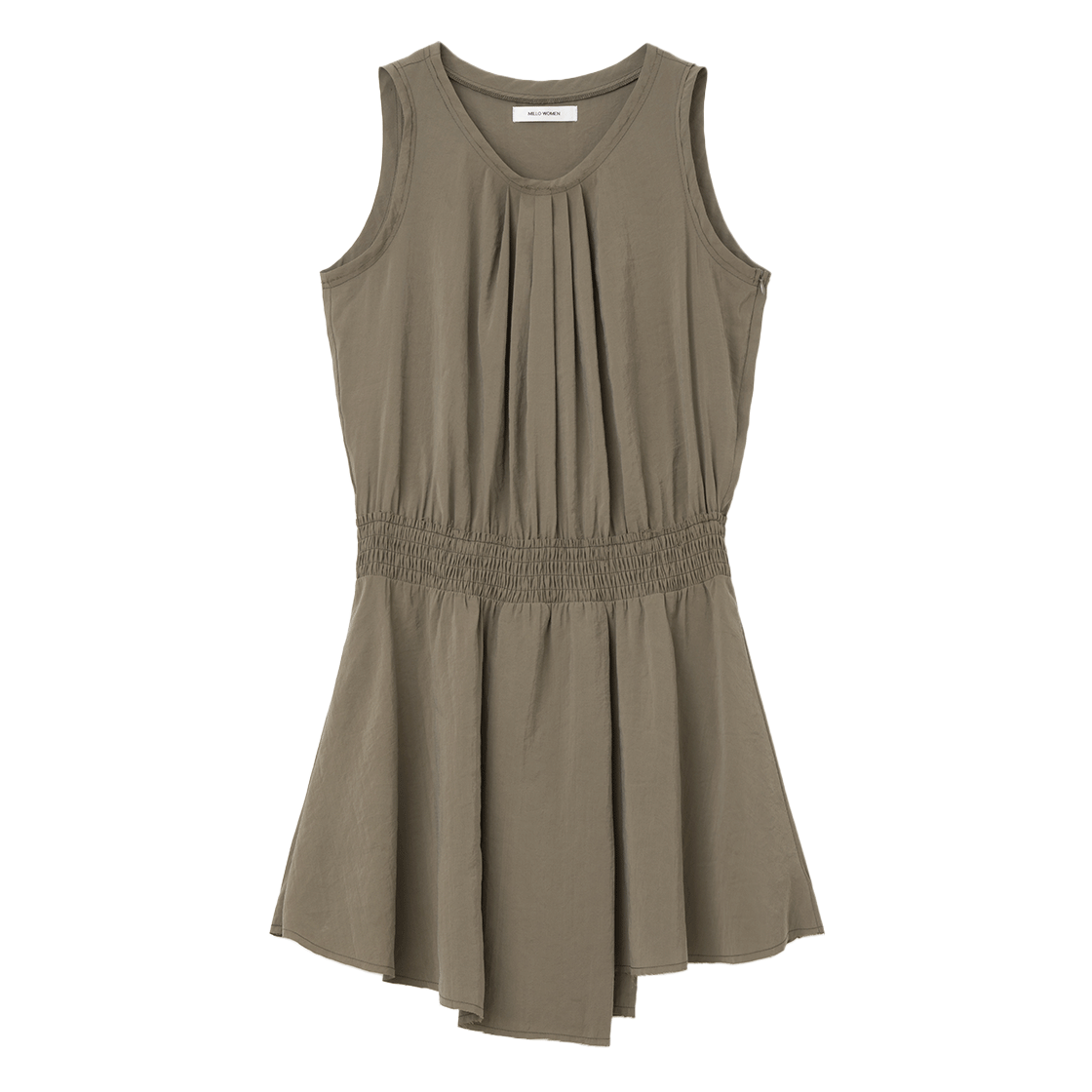 밀로 우먼 스모크 어시메트릭 미디 드레스 브라운(MILLO WOMEN Smoked Asymmetric Midi Dress Brown) - 1