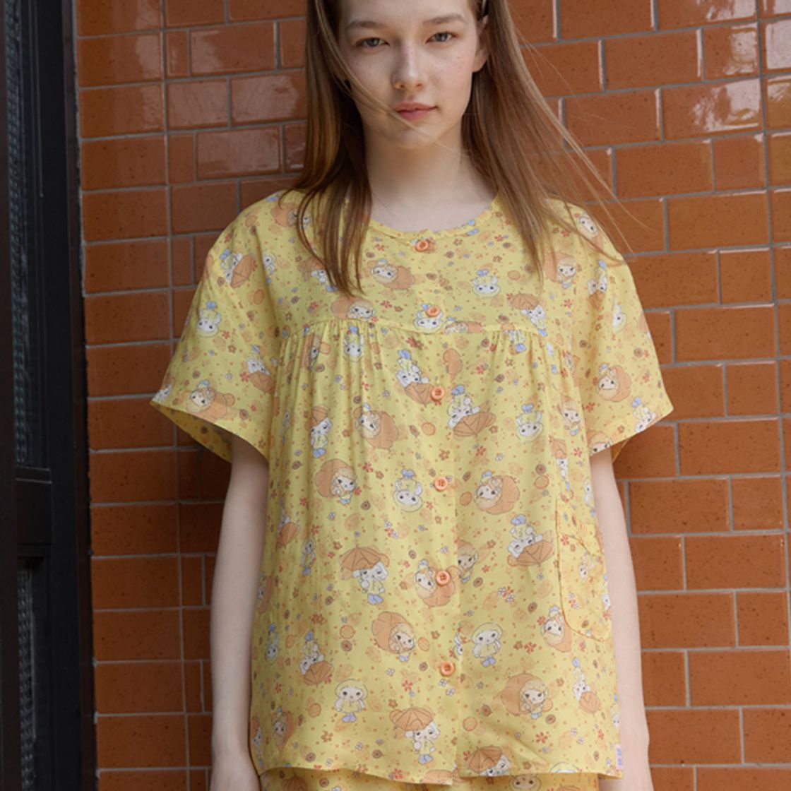 뮤즈무드 오렌지 레인 썸머 파자마 라운드넥 모달 잠옷(Musemood Orange Rain Summer Pajama) - 4
