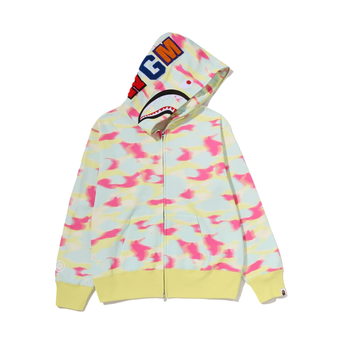 - (W) BAPE Screen Camo Shark Full Zip Hoodie Multi