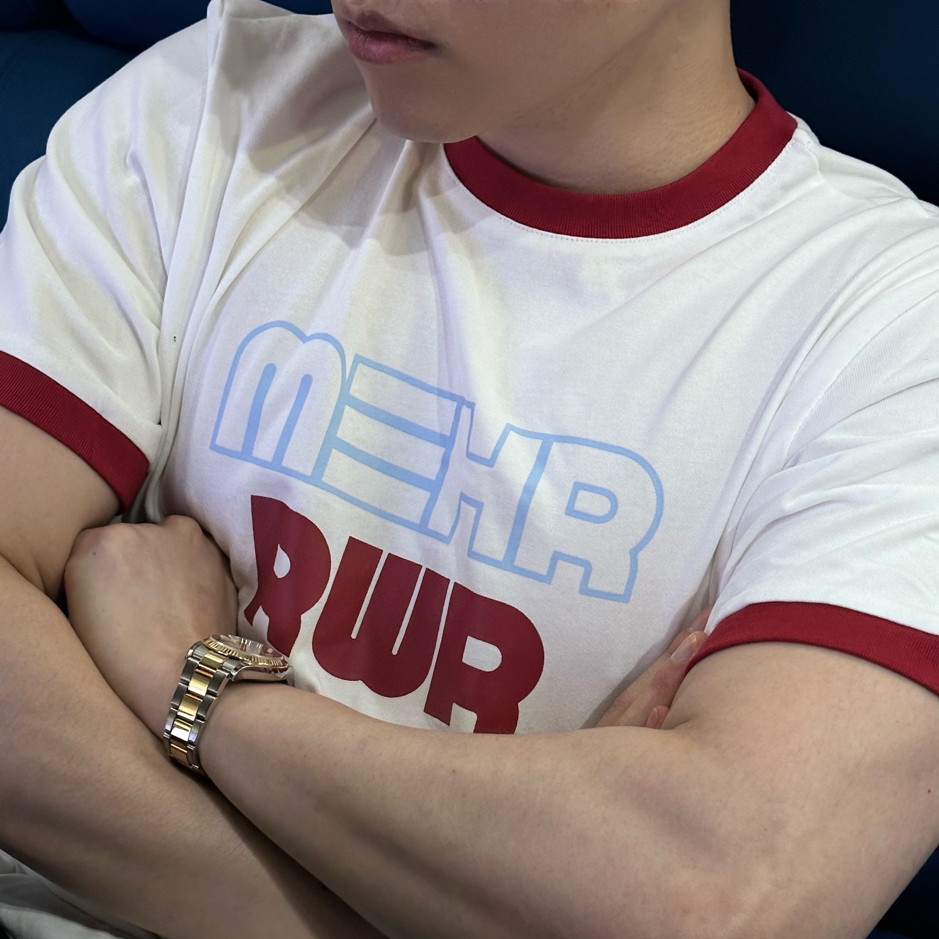 [KREAM 단독] RWR x MEHR Ringer T-Shirt White, Levi's 501 Original Jeans Dark Indigo 착용 스타일 - 1