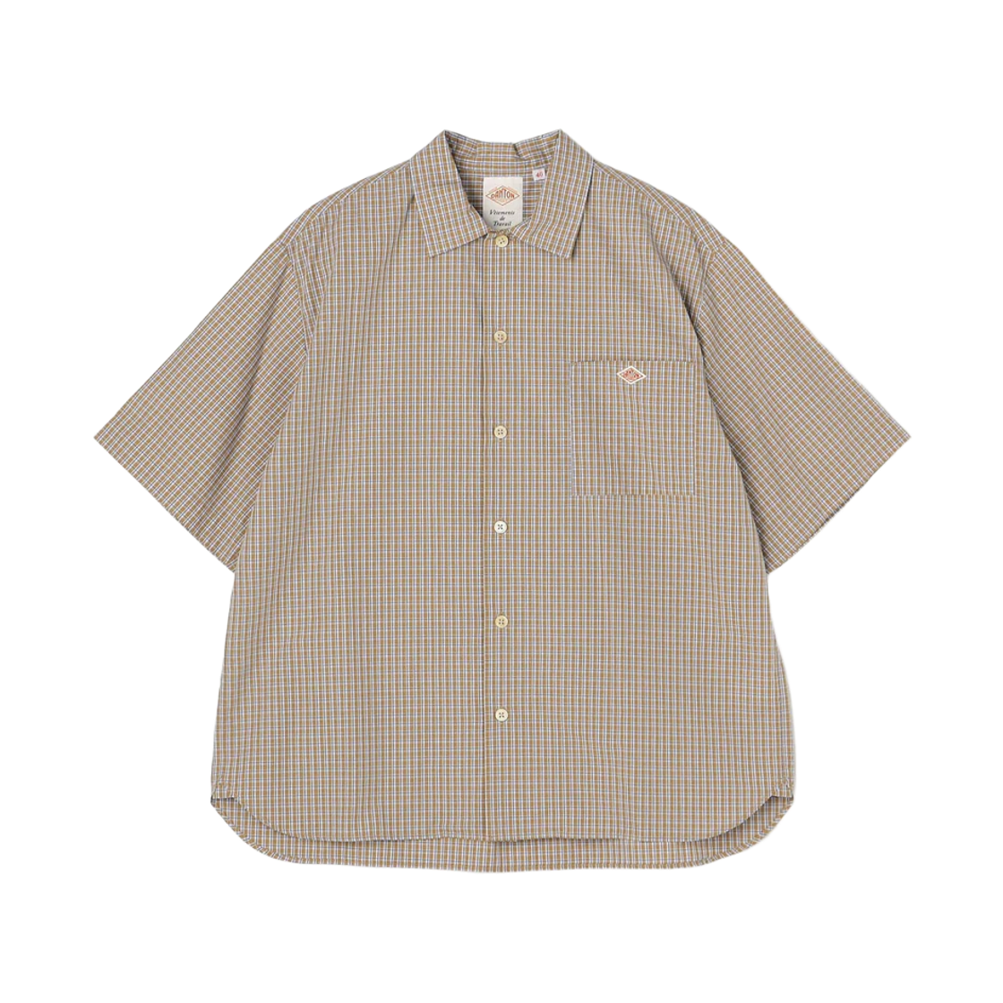 단톤 코튼 포플린 워크 셔츠 플레이드 브라운 블루 체크(Danton Cotton Poplin Work Shirt Plaid Brown Blue Check)