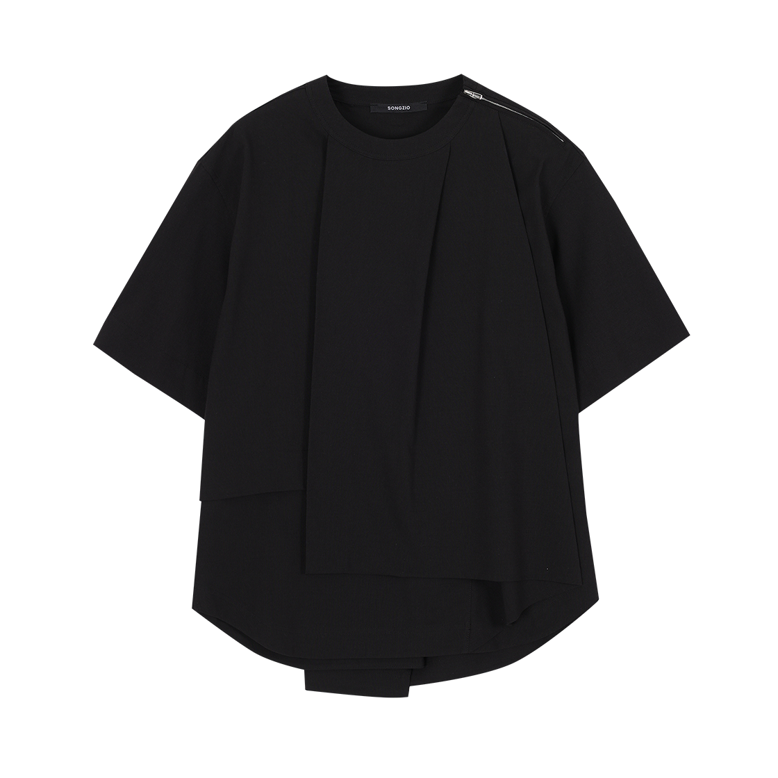 송지오 컬렉션 어시메트릭 드레이프 티셔츠 블랙(SONGZIO COLLECTION Asymmetric Drape T Shirt Black) - 1
