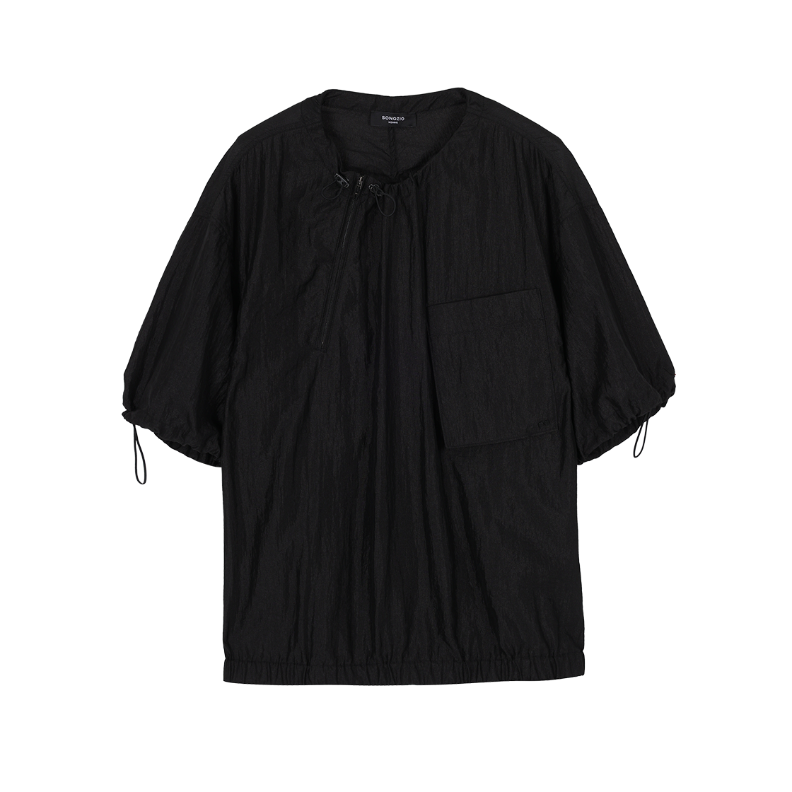 SI3TS342BK SONGZIO HOMME Bias Zip-Up String T Shirt Black