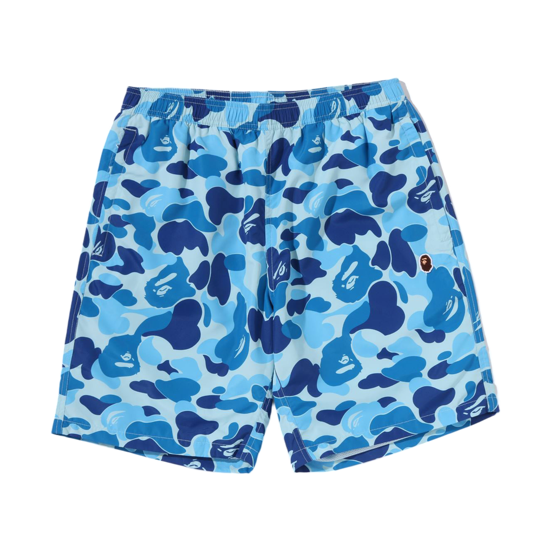 베이프 ABC 카모 에이프 헤드 원 포인트 비치 쇼츠 블루(BAPE ABC Camo Ape Head One Point Beach Shorts Blue) - 1