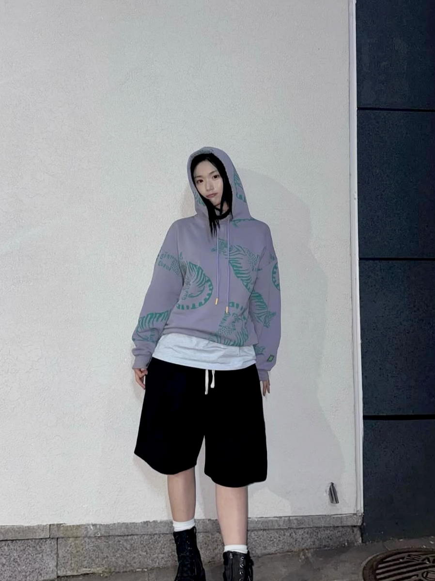 Knitted Bermuda Traning Half Pants Black 착용 스타일 - 1