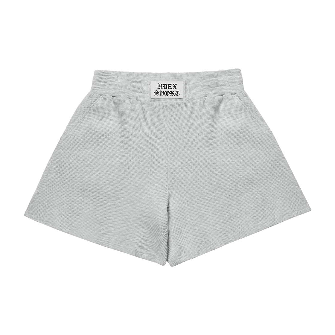 에이치덱스 원마일 라벨 와플 쇼츠 우먼 멜란지 화이트(HDEX One Mile Label Waffle Shorts W Melange White)