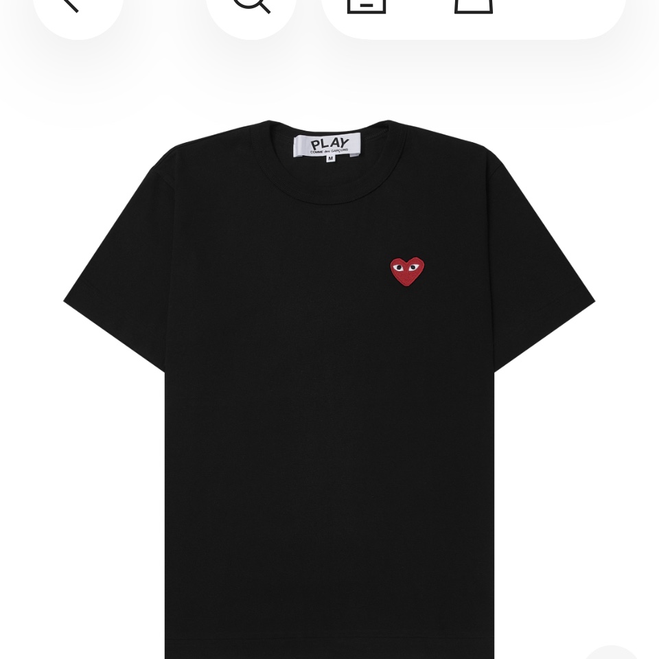 Play Comme des Garcons Red Heart T-Shirt Black 착용 스타일