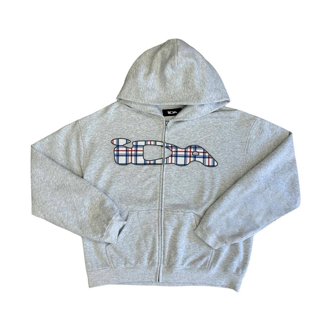 아이디에이 화이트 플레이드 집 업 HTR 그레이(IDA White Plaid Zip Up HTR Grey)