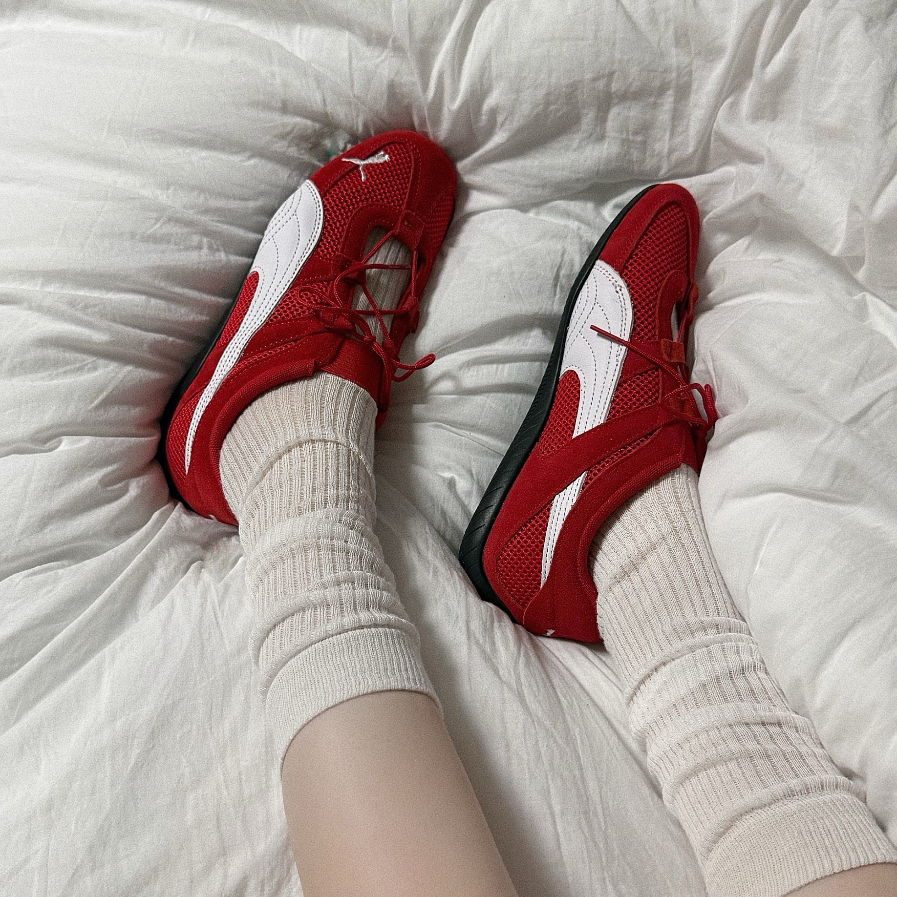 (W) Puma Speedcat Go For All Time Red Puma White 착용 스타일 - 1