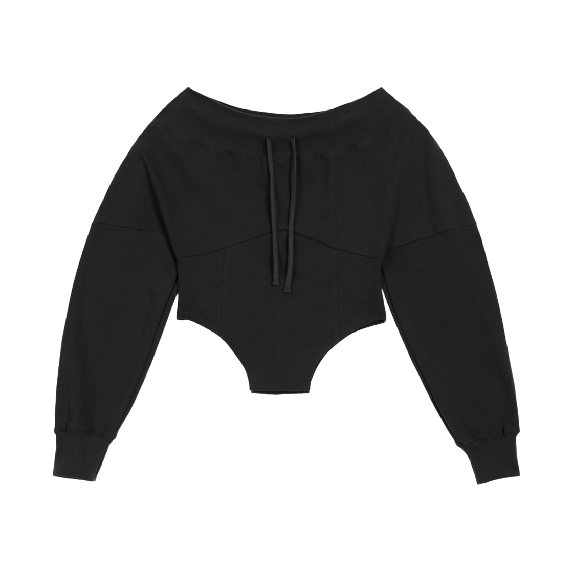 VT26USW101BLK VOONT Corset Off Shoulder Sweatshirt (BLACK)