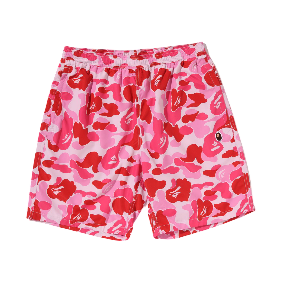 베이프 ABC 카모 에이프 헤드 원 포인트 비치 쇼츠 핑크(BAPE ABC Camo Ape Head One Point Beach Shorts Pink)