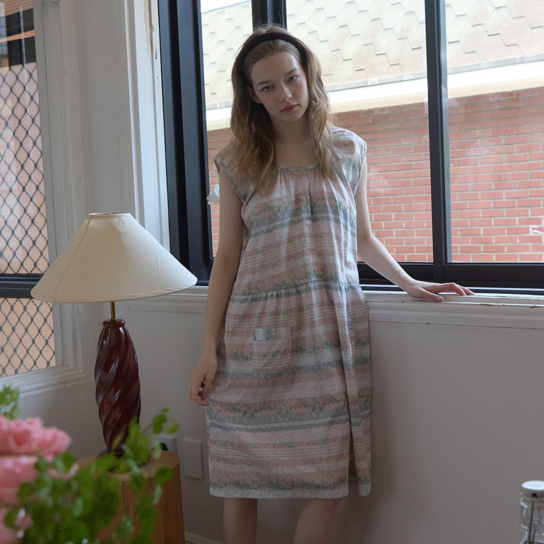 뮤즈무드 로즈 레이스 드레스 파자마 원피스 80수 새틴면 잠옷(Musemood Rose Lace Dress Pajama) - 5