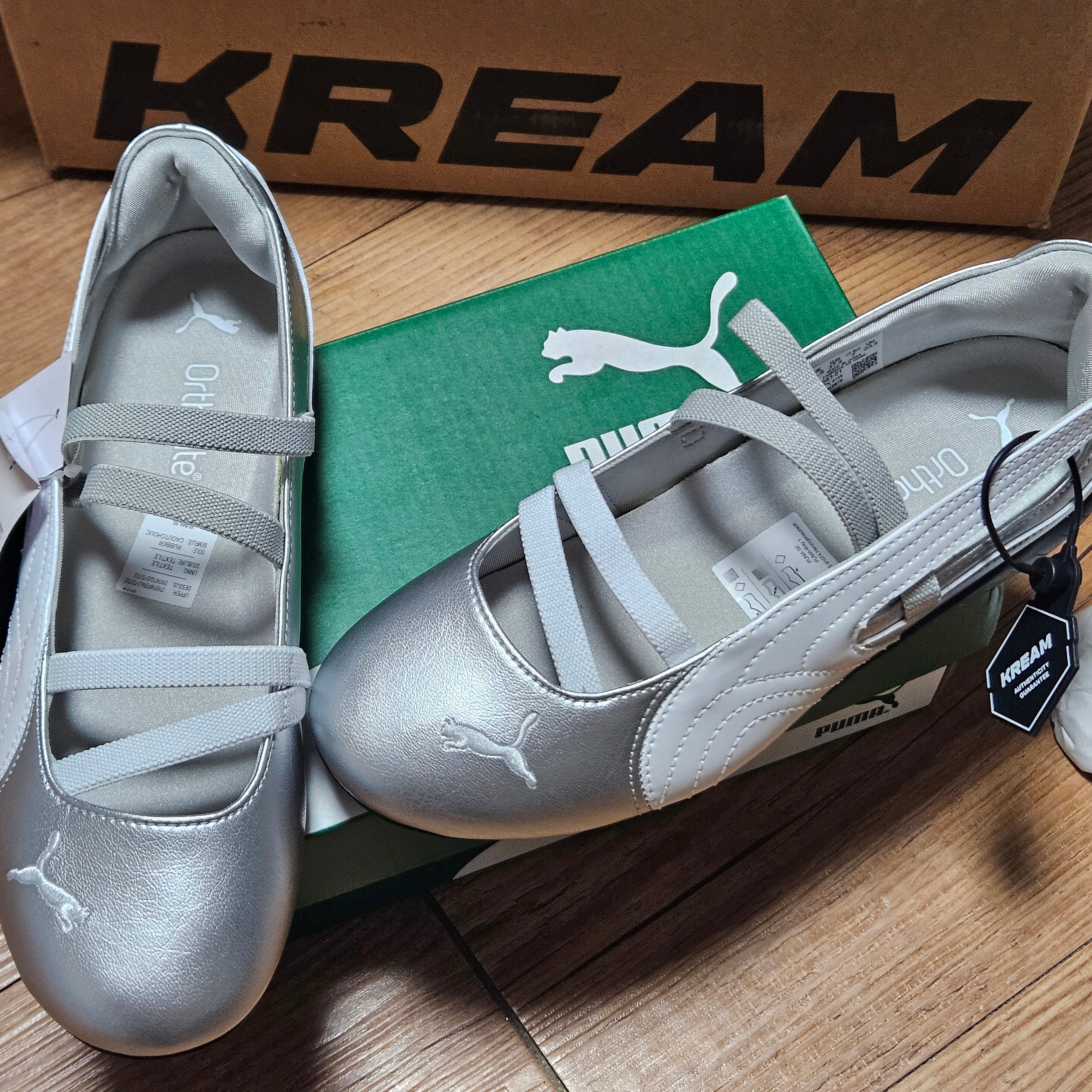 (W) Puma Speedcat Ballet Metallic Puma Silver Puma White 착용 스타일 - 3