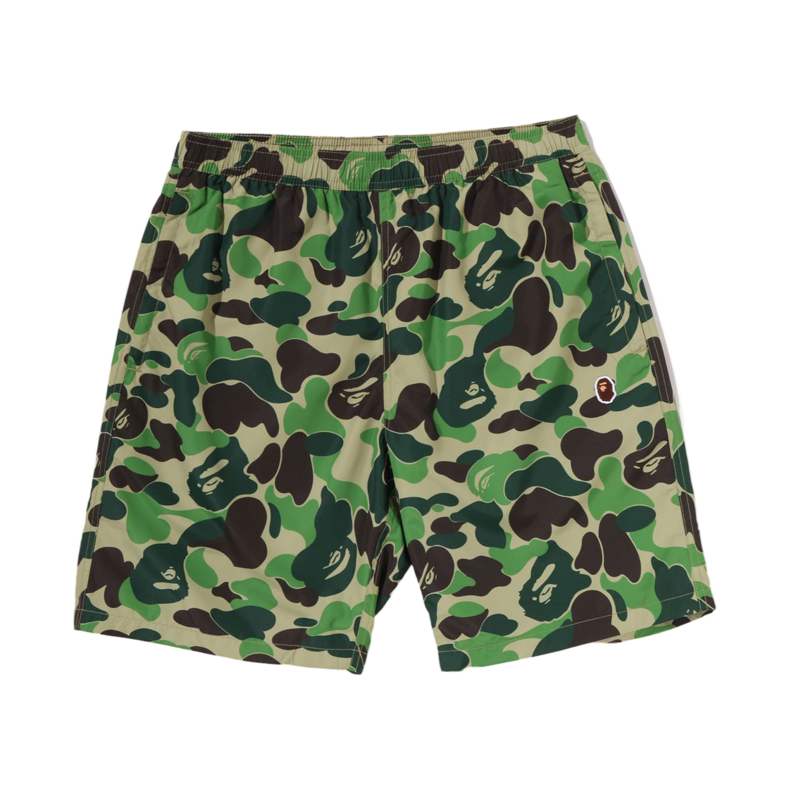 베이프 ABC 카모 에이프 헤드 원 포인트 비치 쇼츠 그린(BAPE ABC Camo Ape Head One Point Beach Shorts Green)