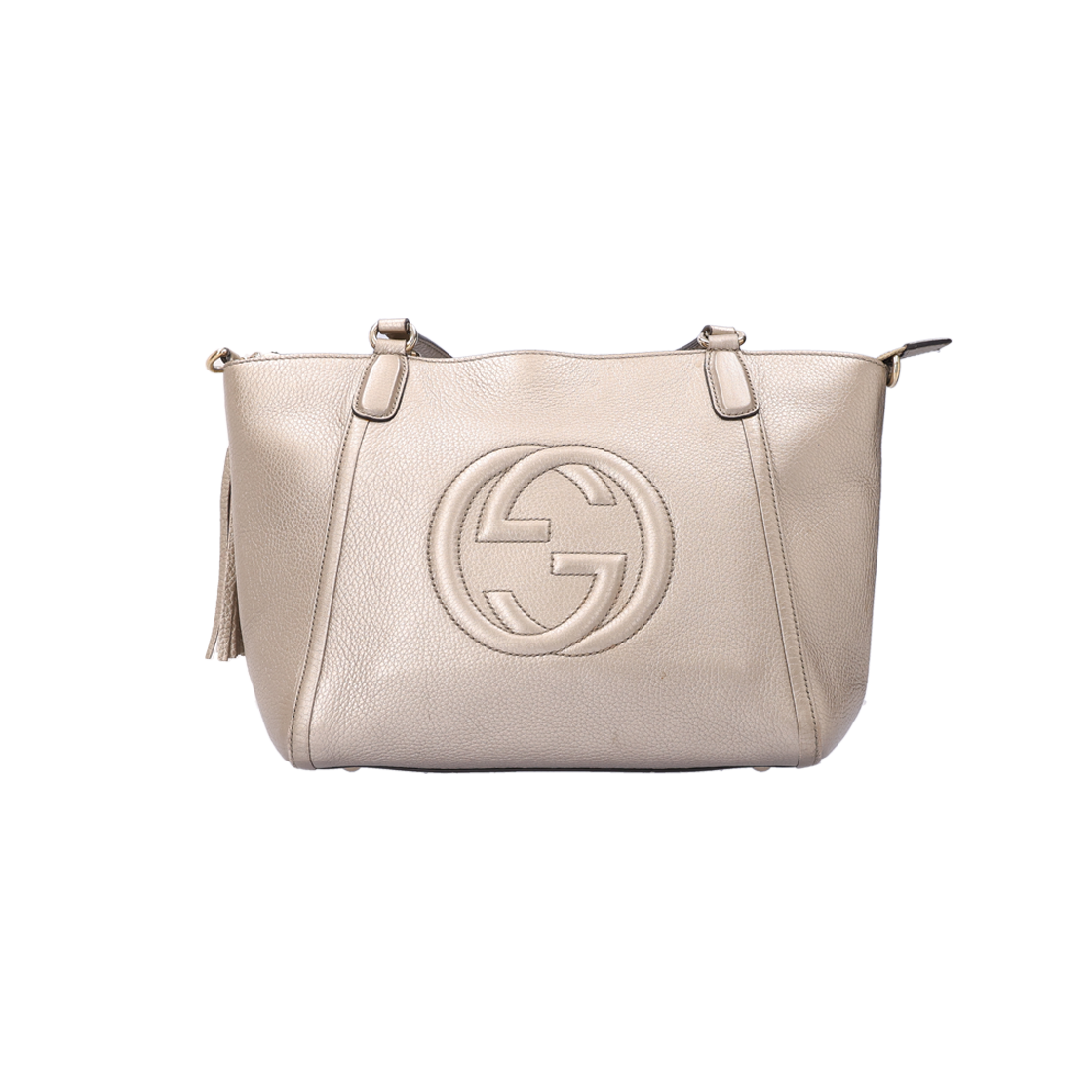 ITTDI4KPW5S6 Gucci Soho Tassel Bag in Metallic Bronze Leather