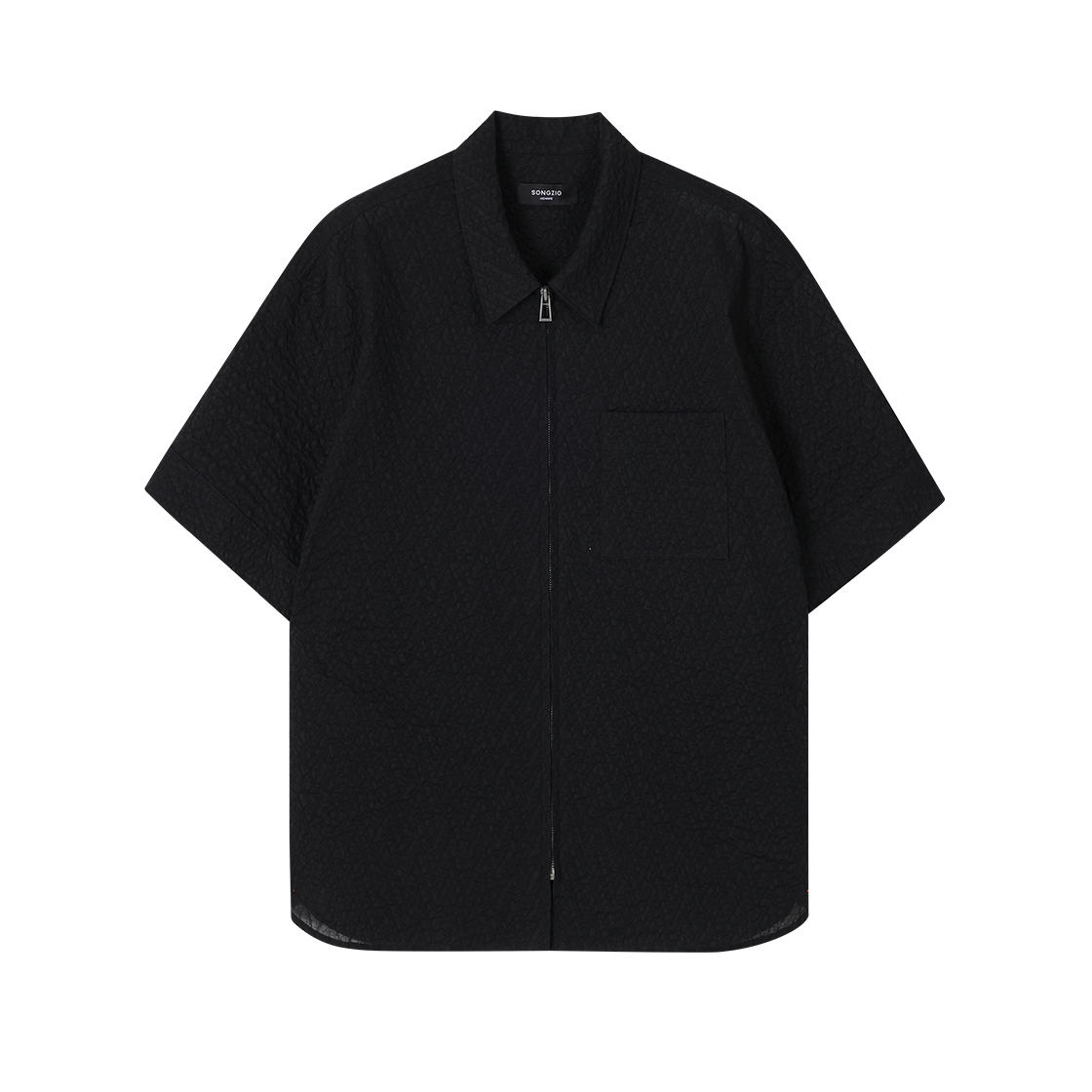 SI3SH310BK SONGZIO HOMME Origin Paris Zip-Up Half Shirt Black