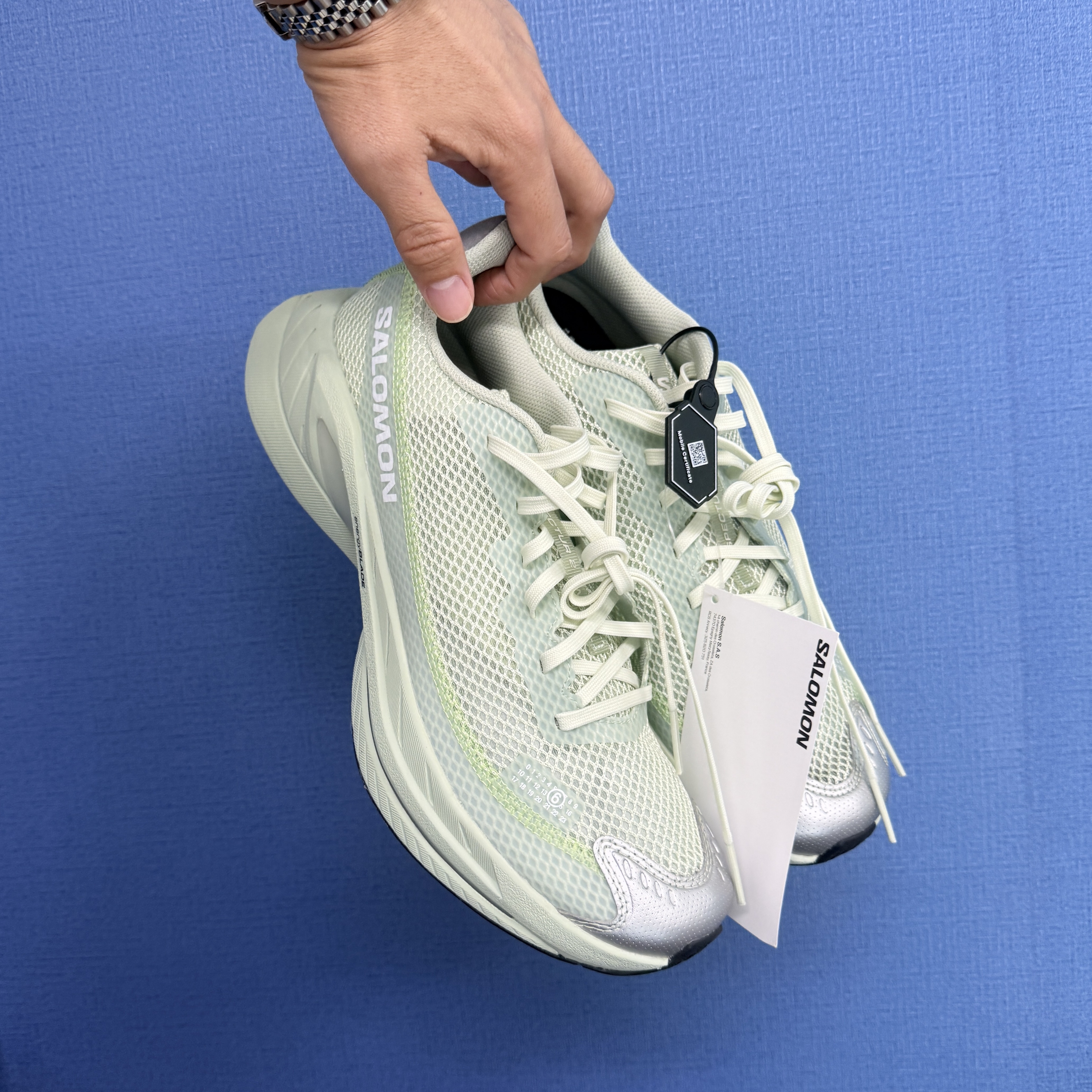 Salomon x MM6 Maison Margiela Spectur 2 Seafoam Green 착용 스타일 - 1