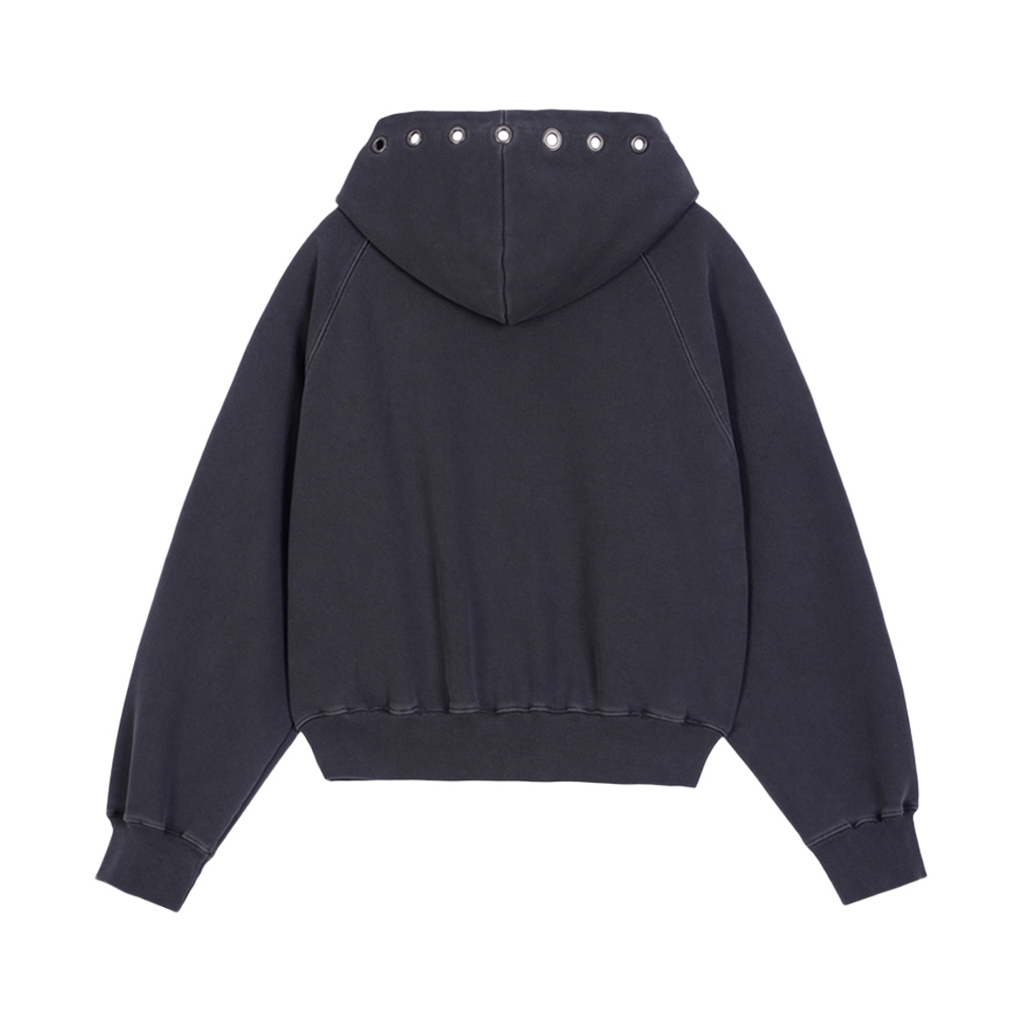분트 아일렛 버튼 투웨이 후드집업 차콜(VOONT Eyelet Button Two-Way Hood Zip-Up (CHARCOAL)) - 2
