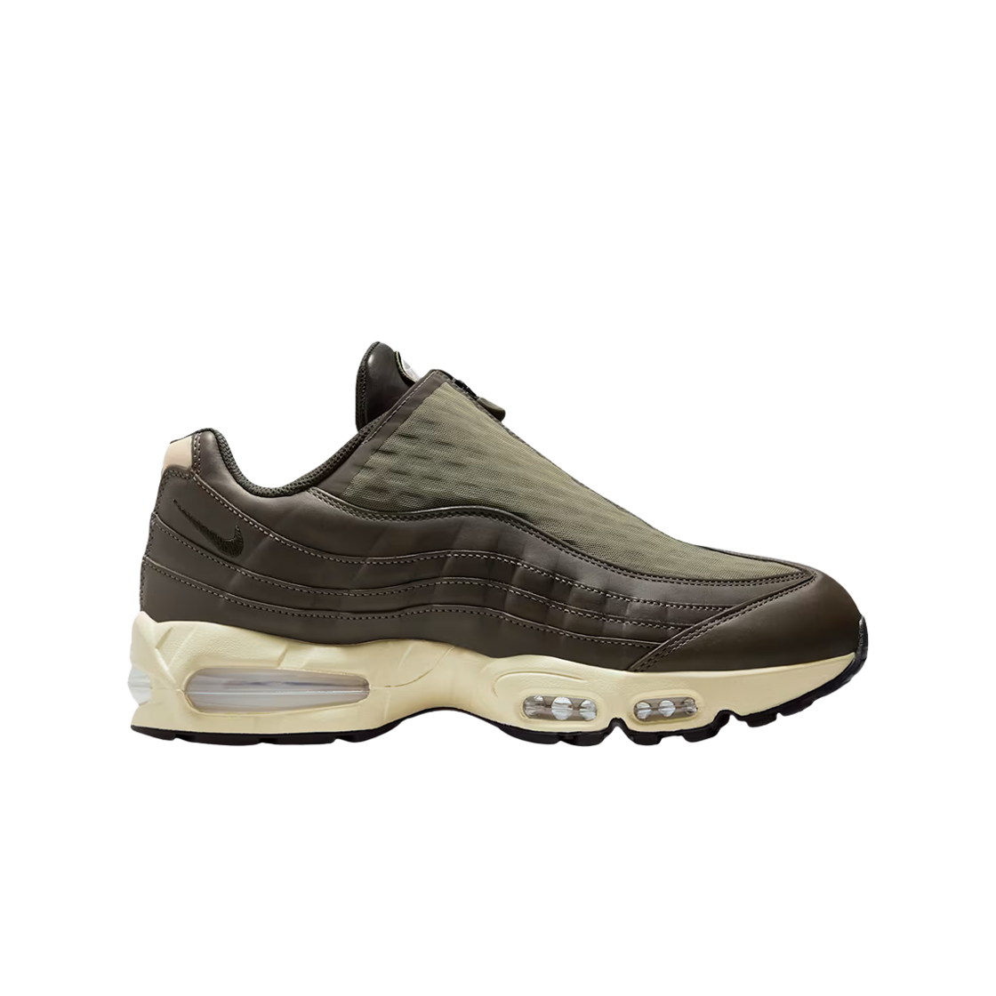 IQ3466-200 Nike Air Max 95 Big Bubble Zipper Medium Olive and Alabaster