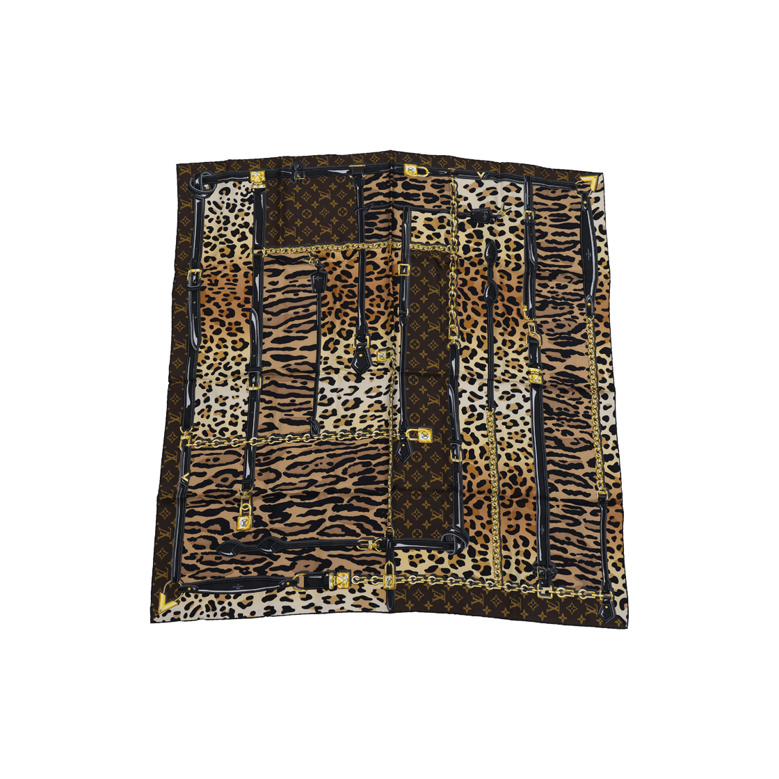 ITR6QNTIP5WU Louis Vuitton MP1934 Leopard Monogram Silk Scarf