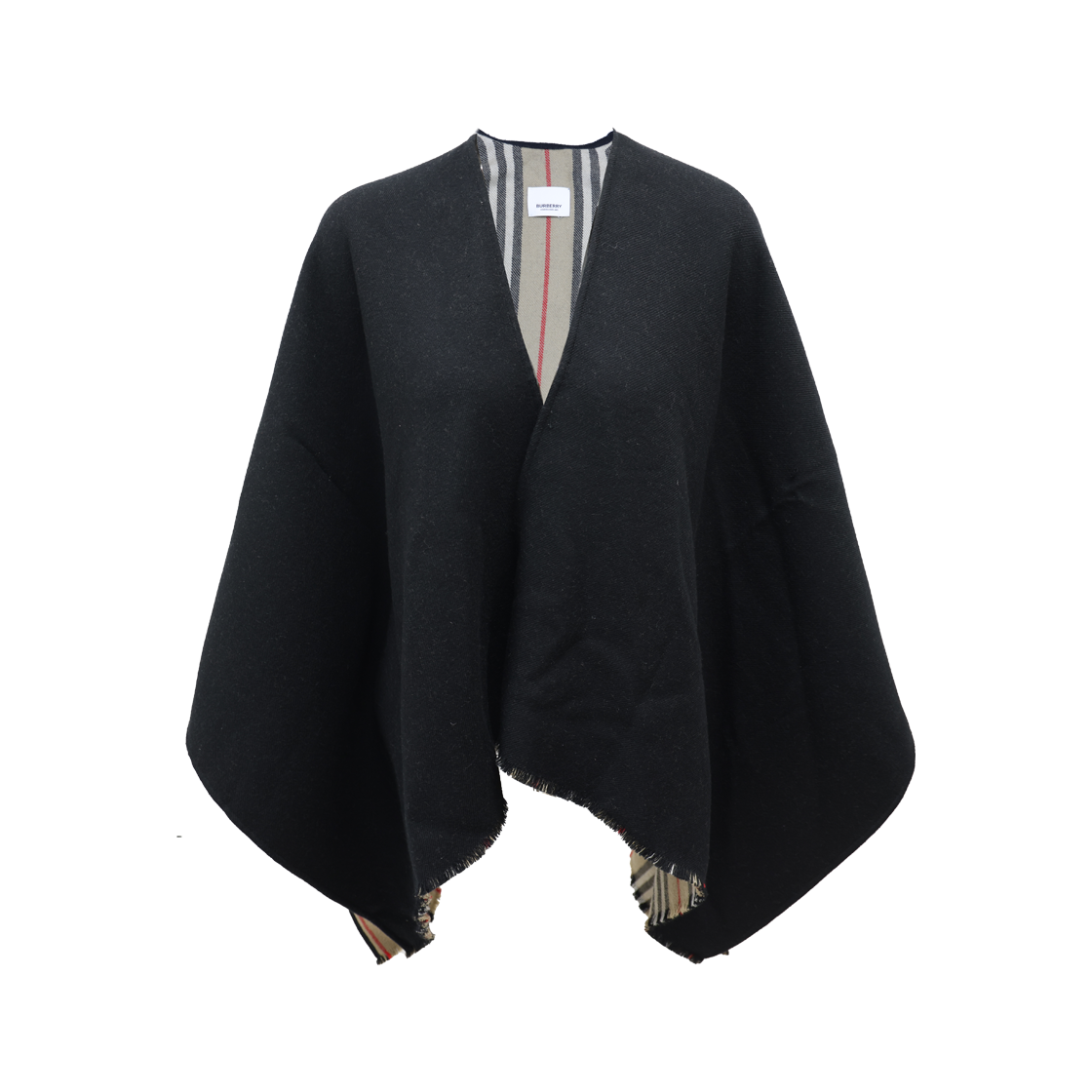 버버리 8018496 리버시블 아이콘 스트라이프 울 케이프 블랙(Burberry Reversible Icon Stripe Wool Cape Black)