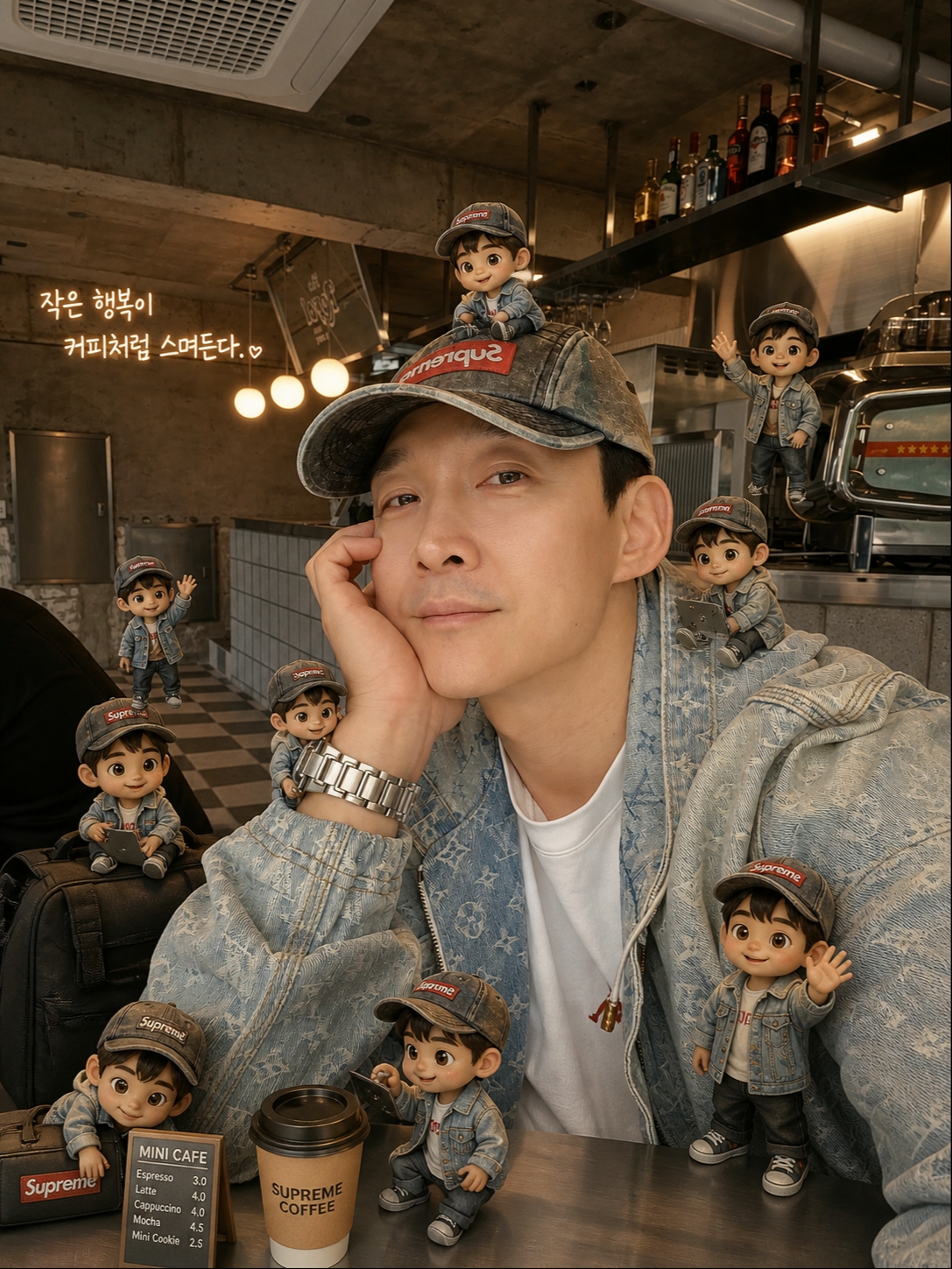 Supreme Overdyed Camp Cap Woodland Camo - 26SS, Jordan Seoul T-Shirt White Varsity Red (IB9106-100) 착용 스타일 - 2