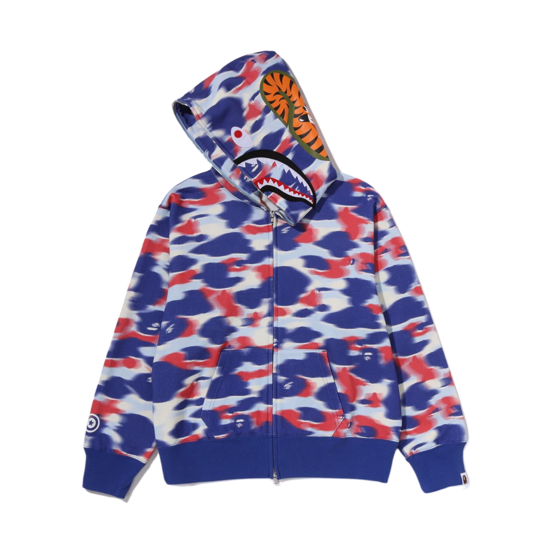 (W) 베이프 스크린 카모 샤크 풀 집 후드 블루((W) BAPE Screen Camo Shark Full Zip Hoodie Blue) - 2