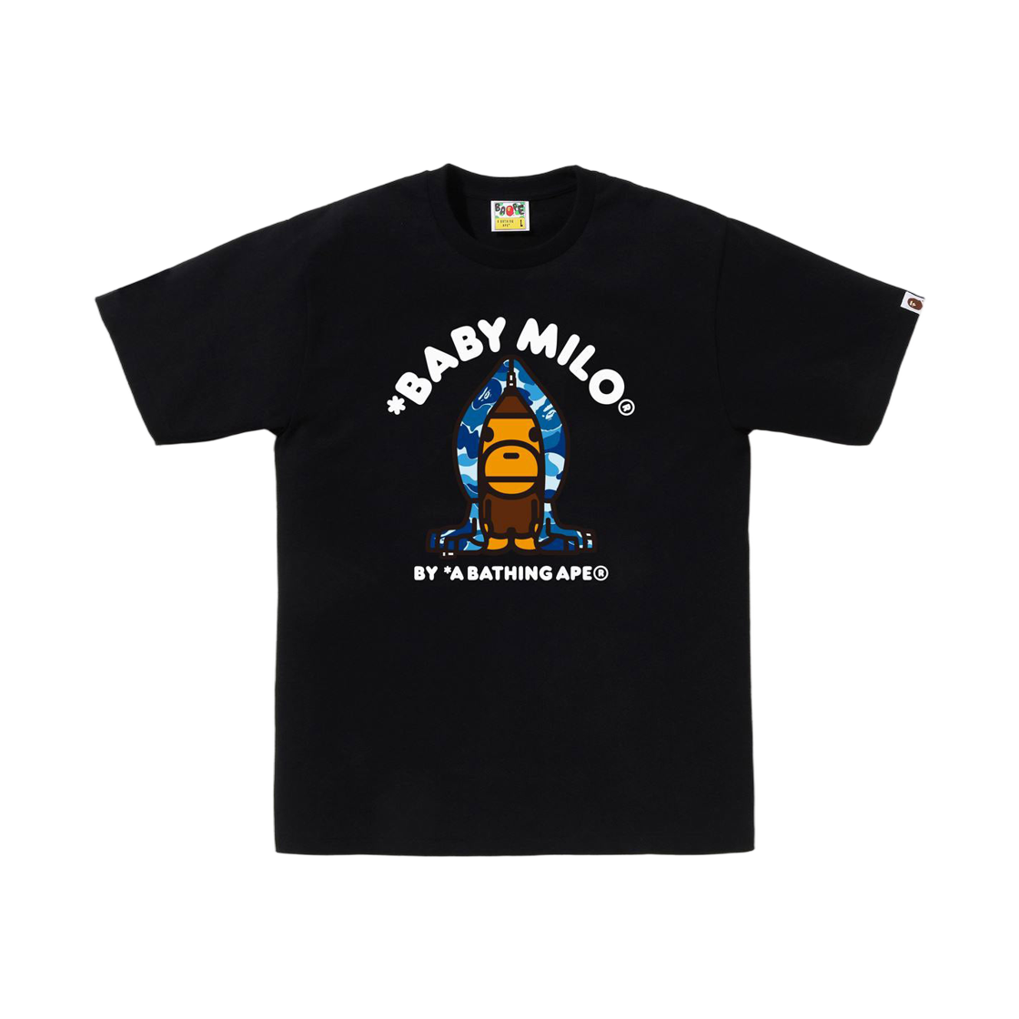 베이프 ABC 카모 마일로 후드 티셔츠 블랙 블루(BAPE ABC Camo Milo Hoodie T-Shirt Black Blue)