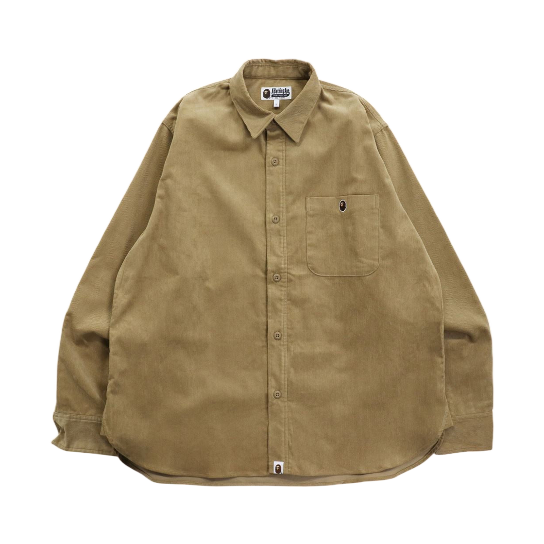 - BAPE Ape Head One Point Corduroy Relaxed Fit Work Shirt Beige