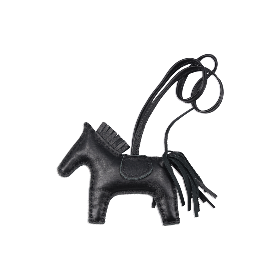 ITJK5QRKAOBV Hermes Rodeo PM Charm in Milo Lambskin Noir D Engraving