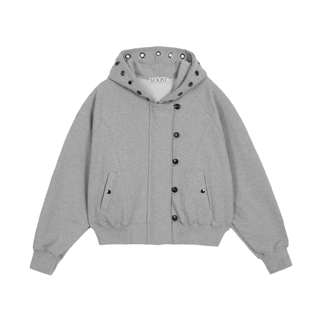 분트 아일렛 버튼 투웨이 후드집업 그레이(VOONT Eyelet Button Two-Way Hood Zip-Up (GRAY)) - 1