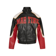 Martine Rose Superbowl Leather Jacket Black Red - 26SS