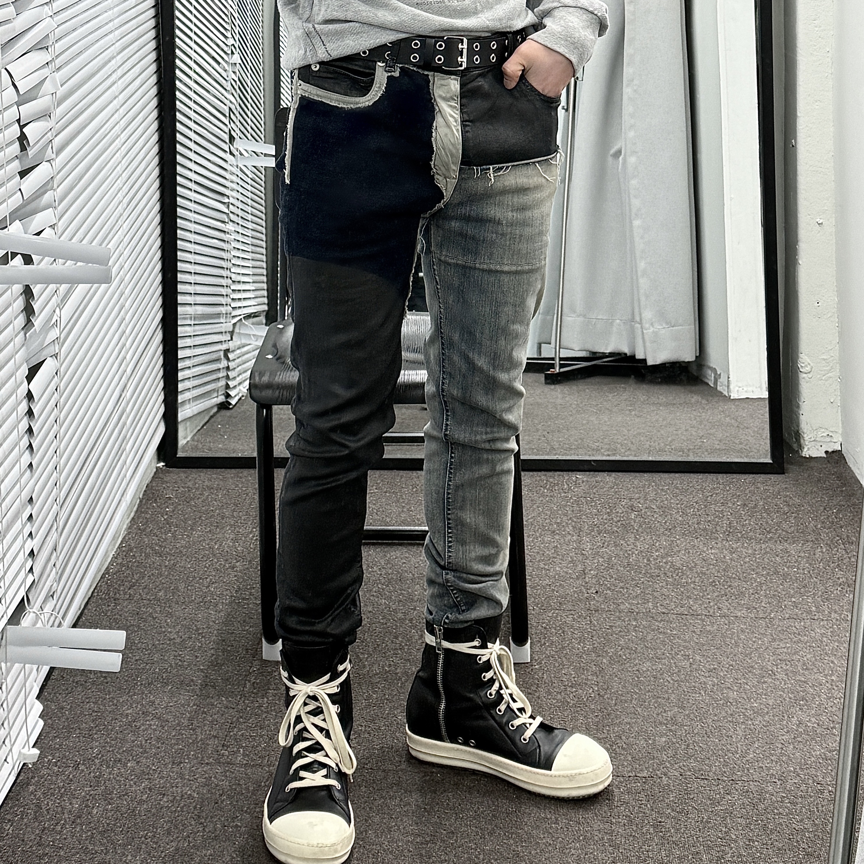 Rick Owens Mega Bumper Sneakers Black Milk, Rick Owens Concordians Sneakers Black Milk 착용 스타일 - 2
