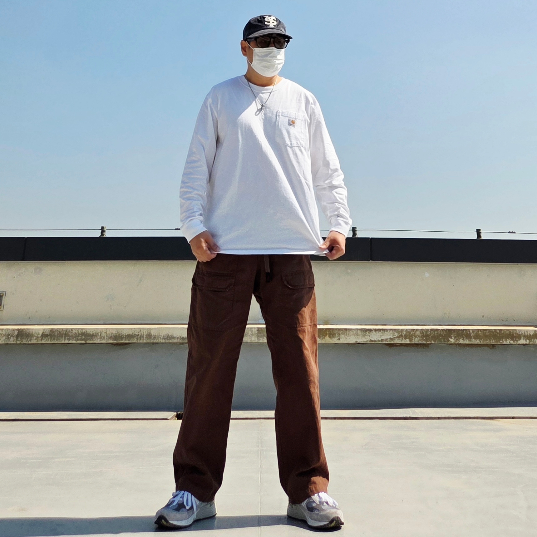 New Balance 992 Made in USA Core Grey Silver Metallic, Sunday Ceremony Sy Logo 5 Panel Cotton Cap - Navy 착용 스타일 - 3