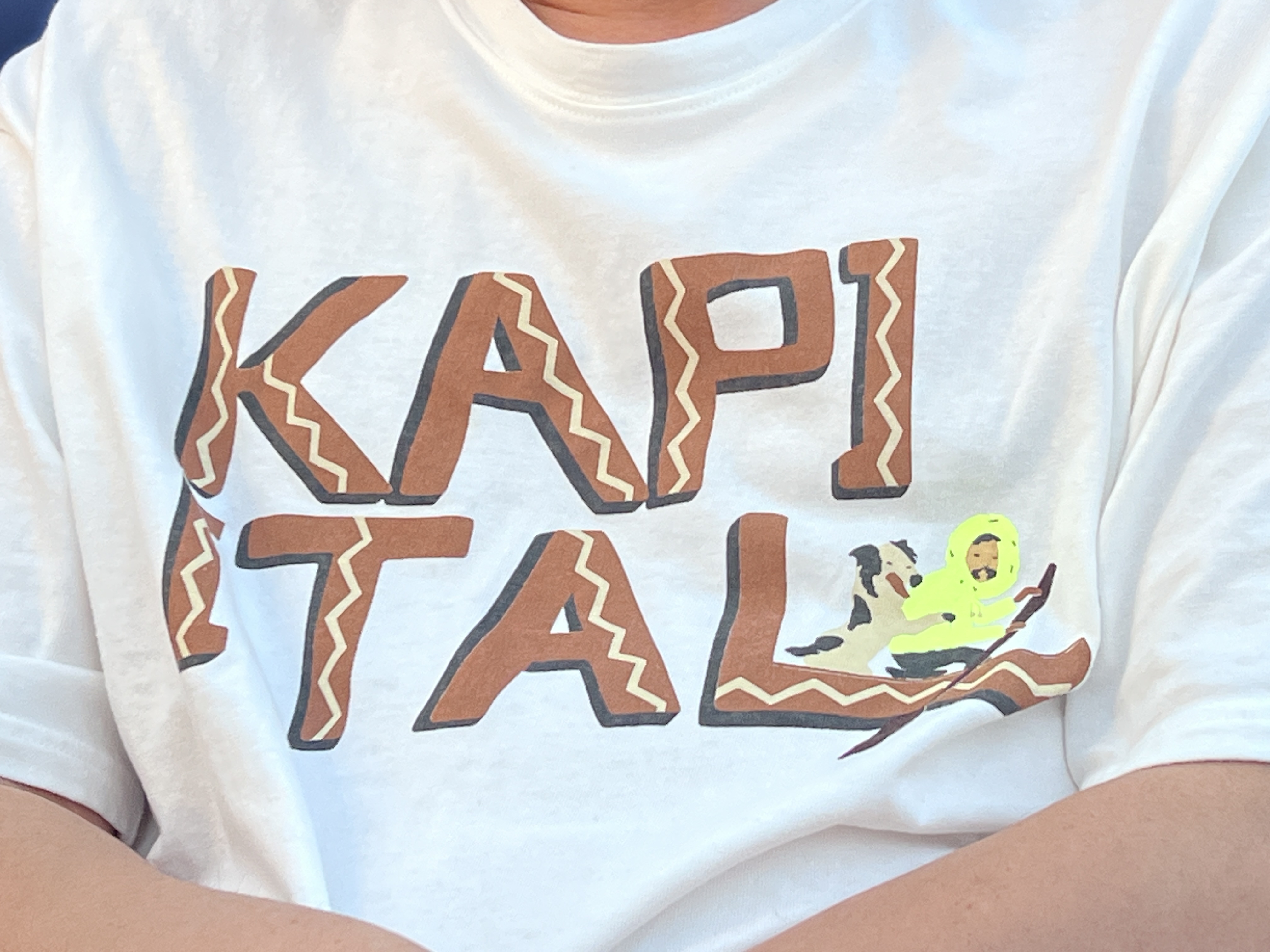 Kapital 20 Jersey Crew T-Shirt Canoe Kapital Pt Brick 착용 스타일