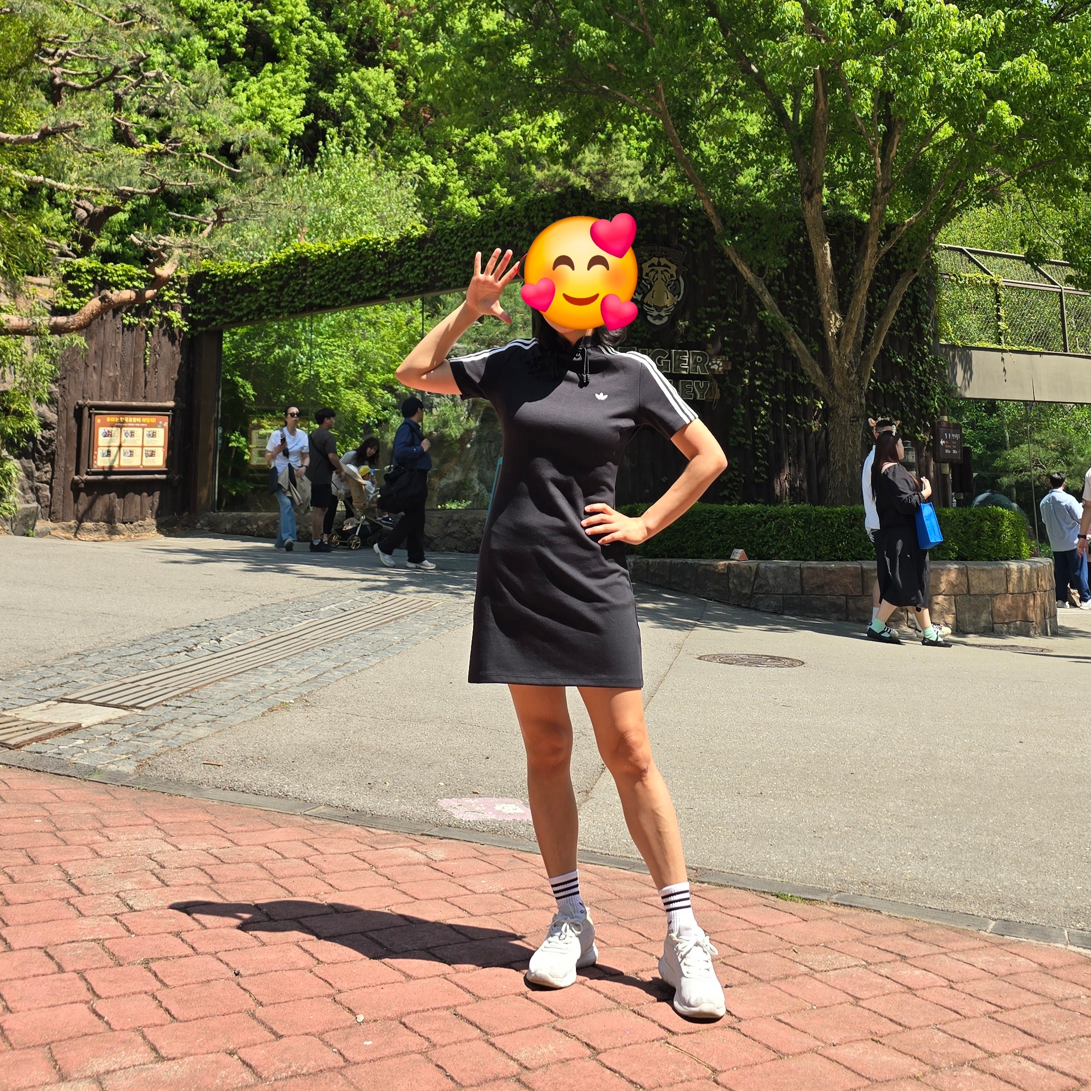 (W) Adidas New Chinese Dress Black - KR Sizing 착용 스타일