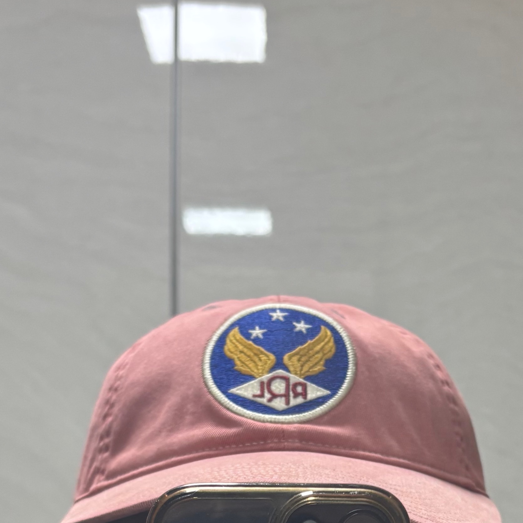 Double RL Garment Dyeing Twill Ball Cap Red 착용 스타일