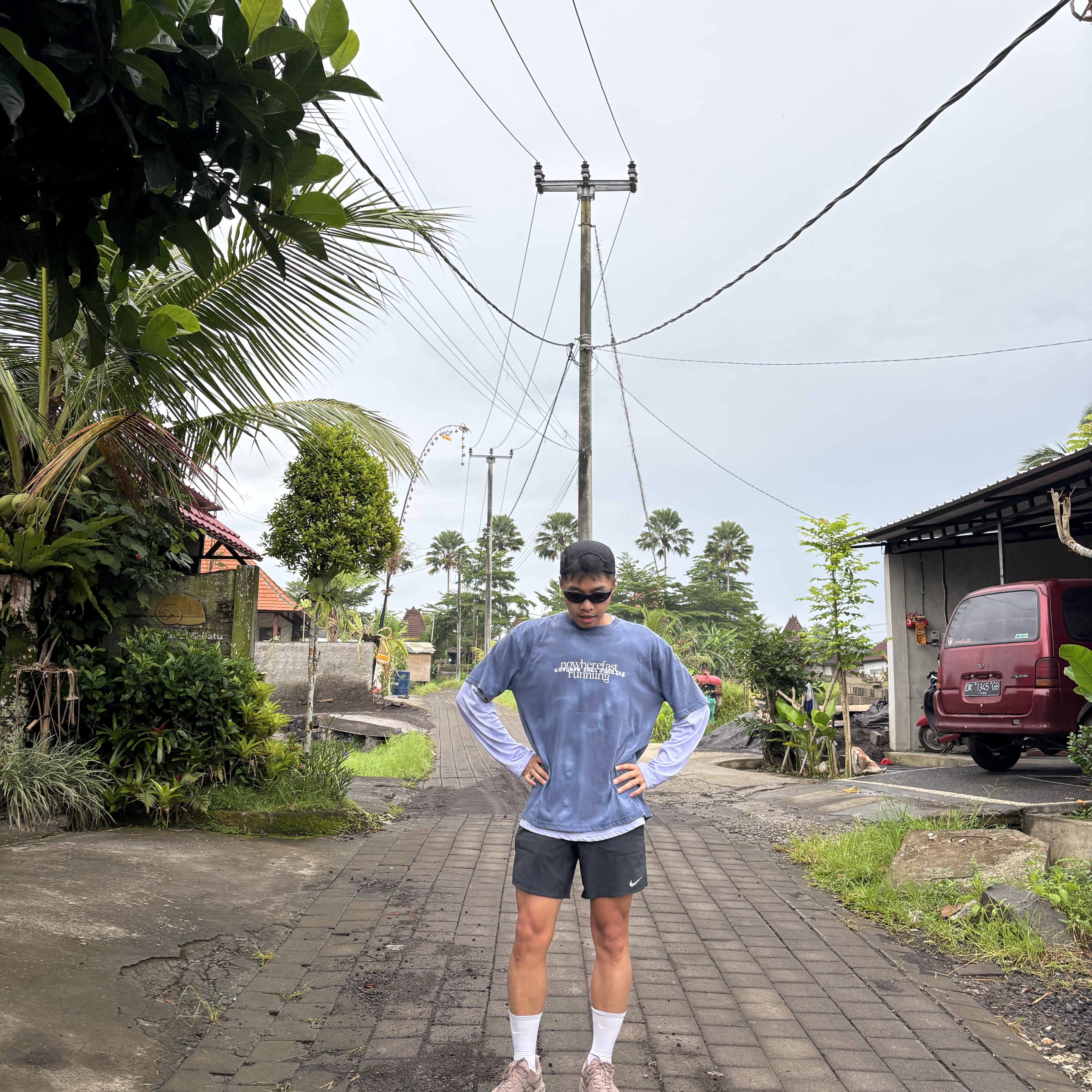 lainlame Tiedye Layered Short T-Shirts Navy 착용 스타일 - 2