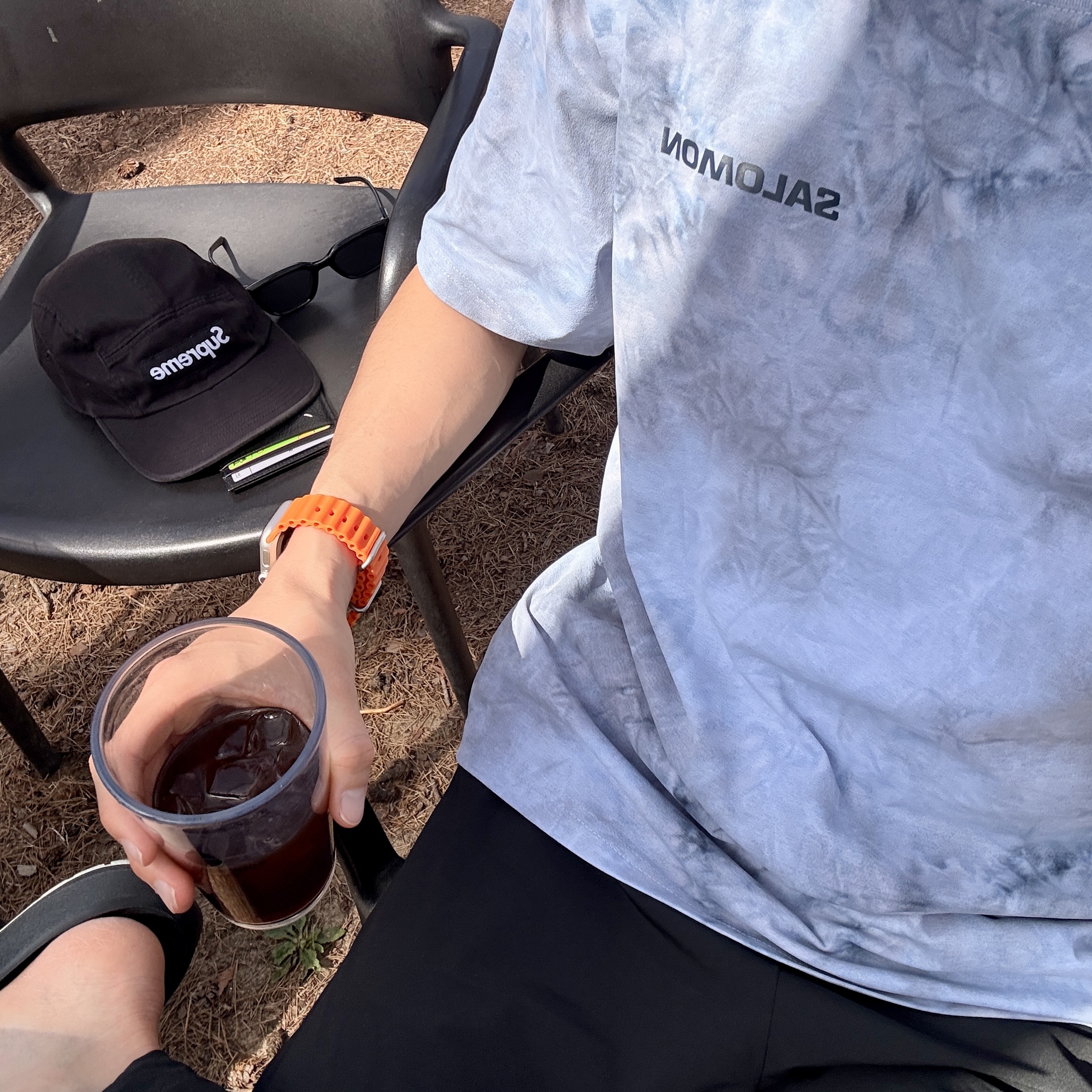 Salomon Dynamic Run Short SleeveTee Melange Grey, Keen Shanti Black Dawn Blue 착용 스타일 - 2