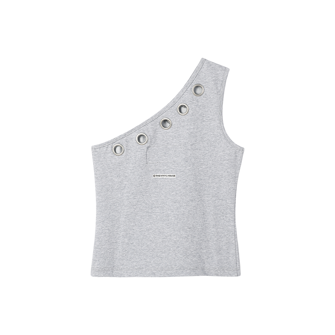 (W) 더바이닐하우스 아일렛 원숄더 슬리브리스 그레이((W) Thevinylhouse Eyelet One Shoulder Sleeveless Grey) - 2