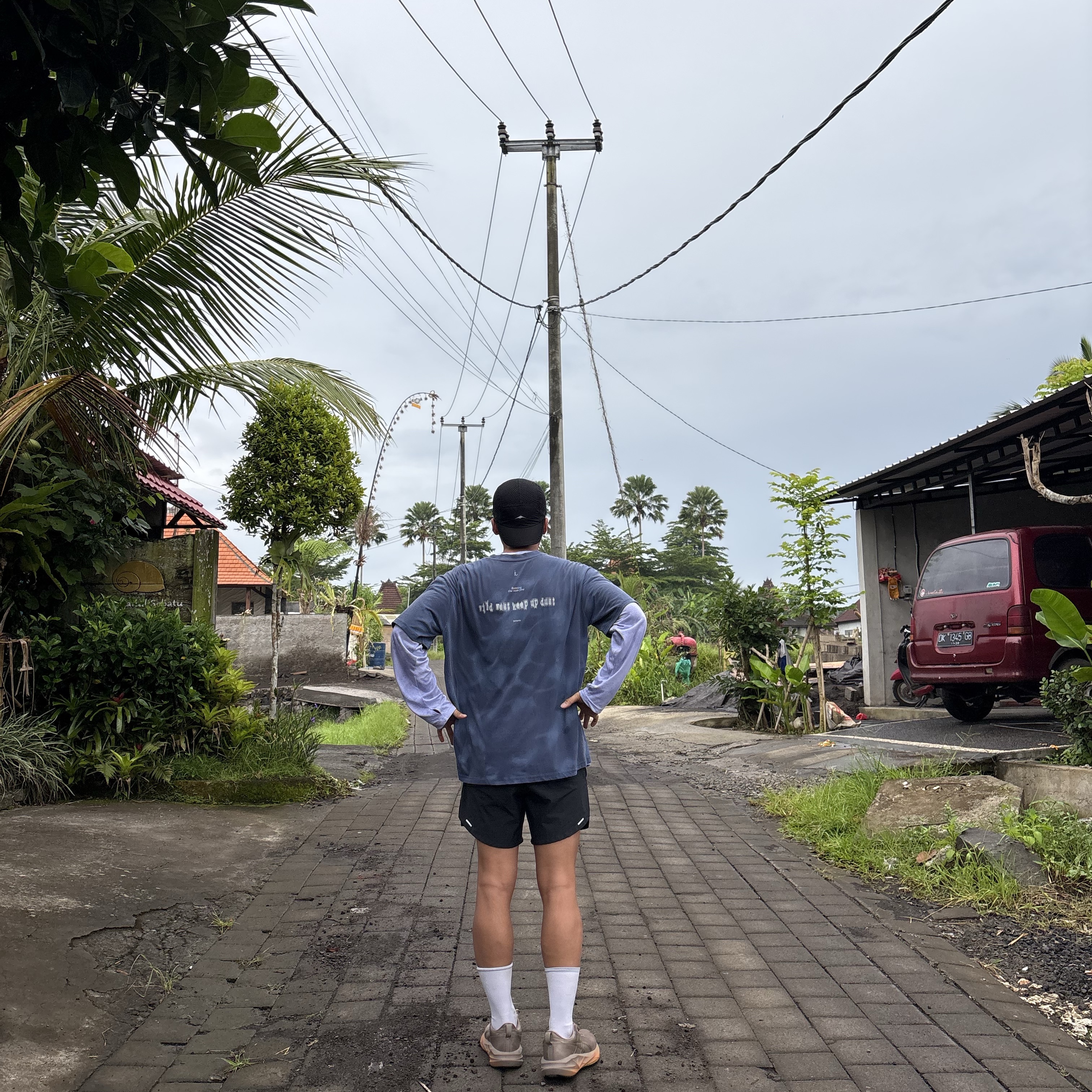 lainlame Tiedye Layered Short T-Shirts Navy 착용 스타일 - 1
